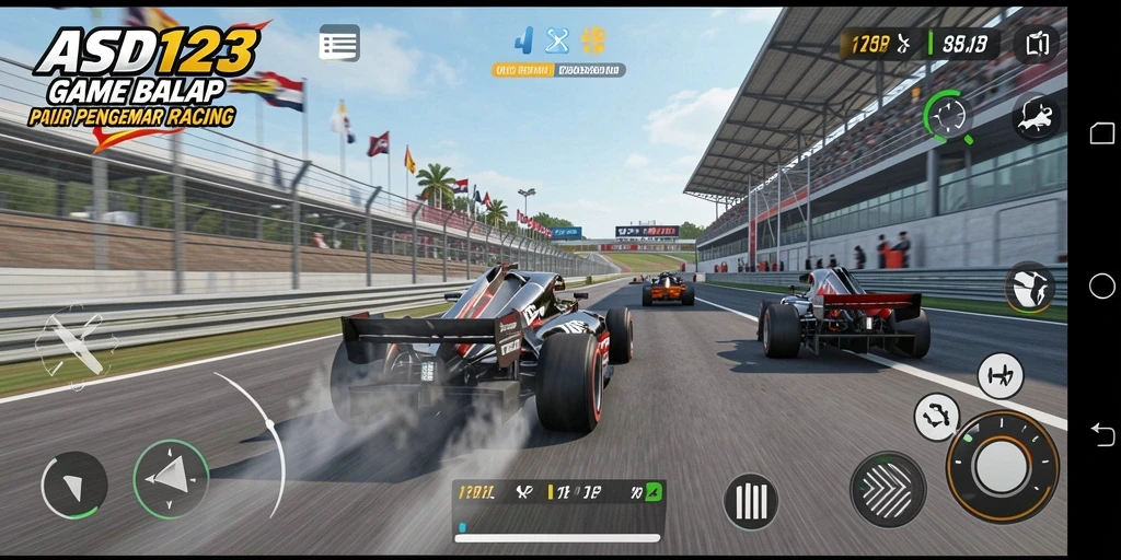 Tampilan utama gameplay ASD123 menampilkan balapan yang seru dan kompetitif.
