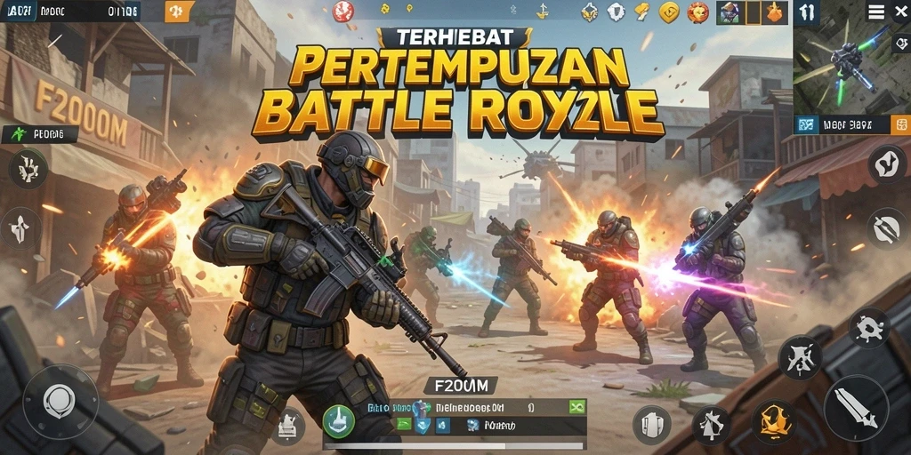 Gameplay seru F200M di arena Battle Royale dengan aksi intens.