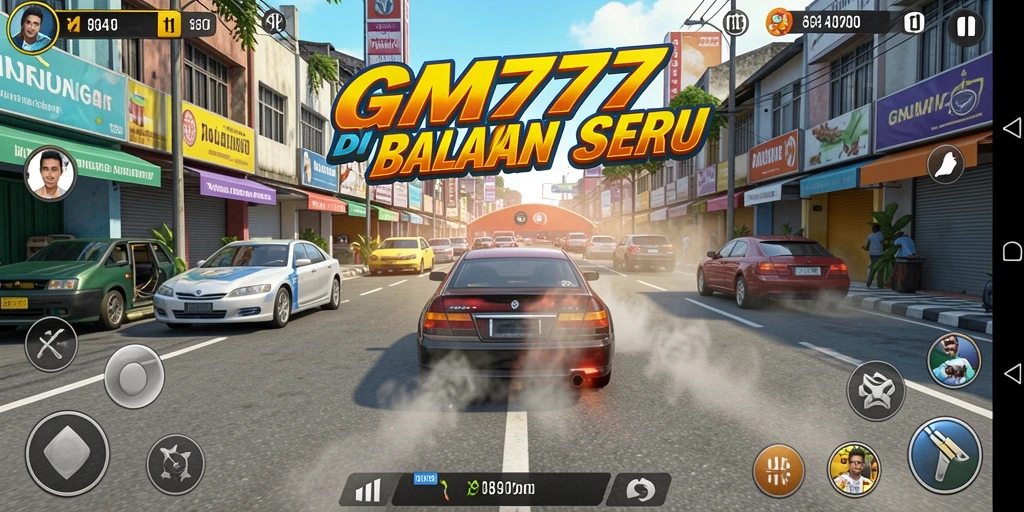 Screenshot gameplay GM777 yang menunjukkan aksi balapan yang mendebarkan.
