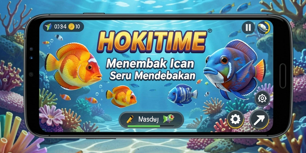 Tampilan seru gameplay HOKITIME saat menembak ikan.